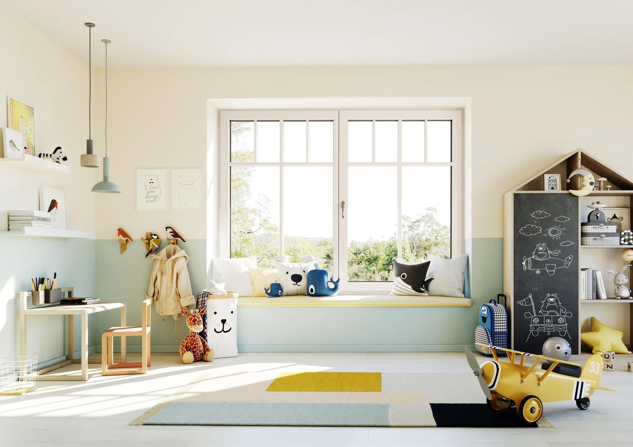 Helles Kinderzimmer mit großem WERU-Fenster; WERU-Produktbild